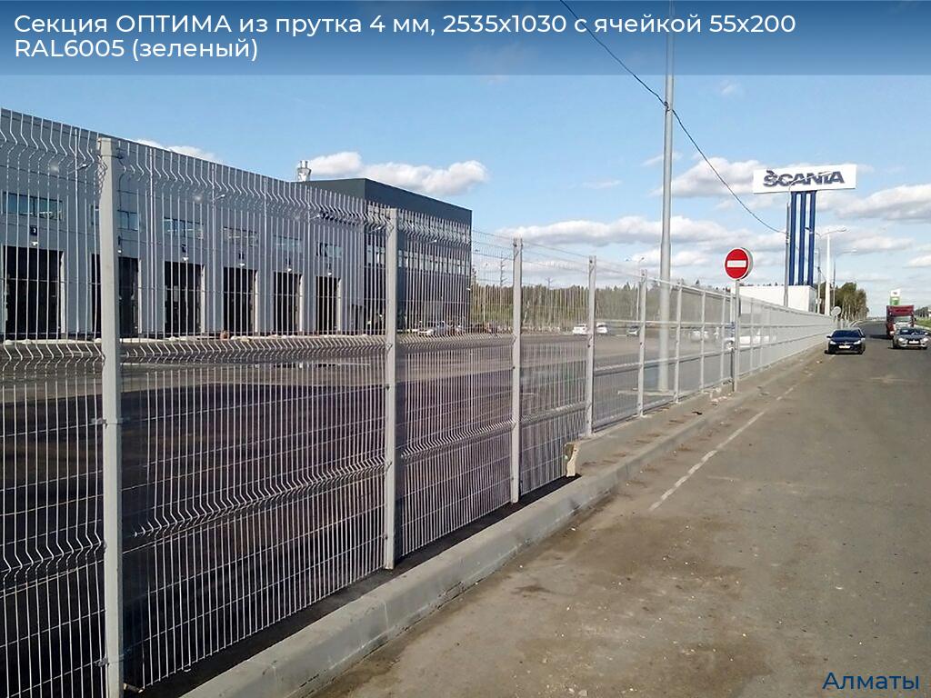 Секция ОПТИМА из прутка 4 мм, 2535x1030 с ячейкой 55х200 RAL6005 (зеленый), almatyi.doorhan.ru