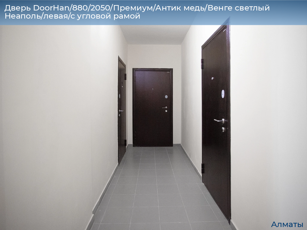 Дверь DoorHan/880/2050/Премиум/Антик медь/Венге светлый Неаполь/левая/с угловой рамой, almatyi.doorhan.ru